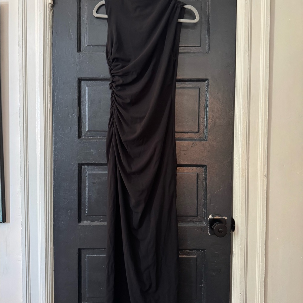 Elegant Black Ruched Maxi Dress
